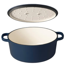 Load image into Gallery viewer, 24cm Matt Blue Cast Iron Casserole
