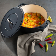 Load image into Gallery viewer, 24cm Matt Blue Cast Iron Casserole