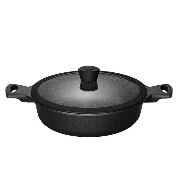 Paella Pan low with Glass Lid 28cm
